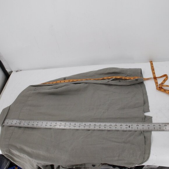 Tom Ford Shirt Mens 16.5 Linen safari military Button Up Long Roll Tab Sleeve - Picture 9 of 16